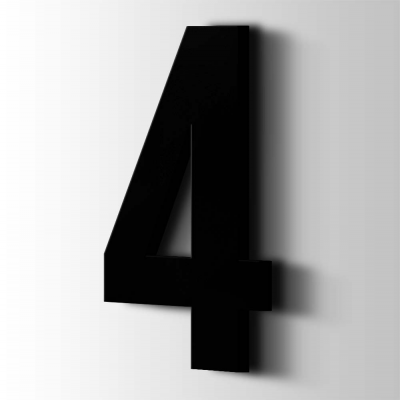 Kunststof Cijfer 4 Bebas Neue Acrylaat 9005 Jet Black - 1
