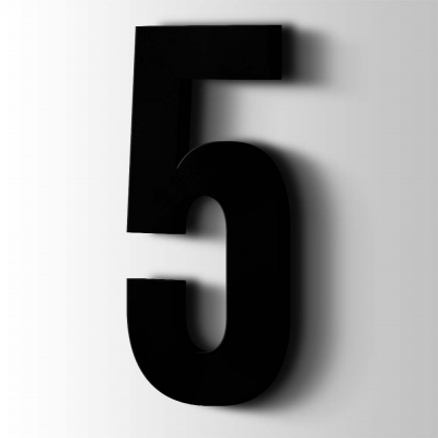 Kunststof Cijfer 5 Bebas Neue Acrylaat 9005 Jet Black - 1