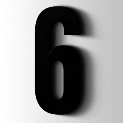 Kunststof Cijfer 6 Bebas Neue Acrylaat 9005 Jet Black - 1