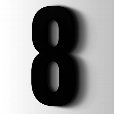 Kunststof Cijfer 8 Bebas Neue Acrylaat 9005 Jet Black - 1