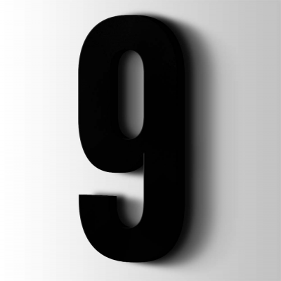 Kunststof Cijfer 9 Bebas Neue Acrylaat 9005 Jet Black - 1
