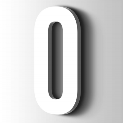 Kunststof Cijfer 0 Bebas Neue Acrylaat 9016 Traffic white - 1