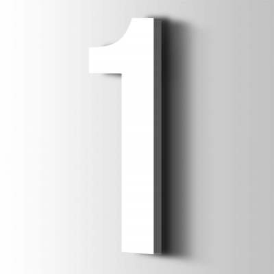 Kunststof Cijfer 1 Bebas Neue Acrylaat 9016 Traffic white - 1