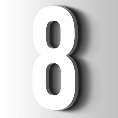 Kunststof Cijfer 8 Bebas Neue Acrylaat 9016 Traffic white - 1