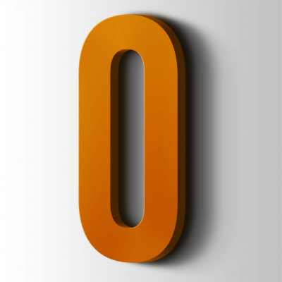 Kunststof Cijfer 0 Bebas Neue Acrylaat 2004 Pure Orange - 1