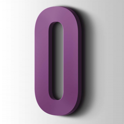 Kunststof Cijfer 0 Bebas Neue Acrylaat 4008 Signal Violet - 1