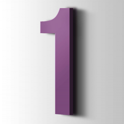 Kunststof Cijfer 1 Bebas Neue Acrylaat 4008 Signal Violet - 1