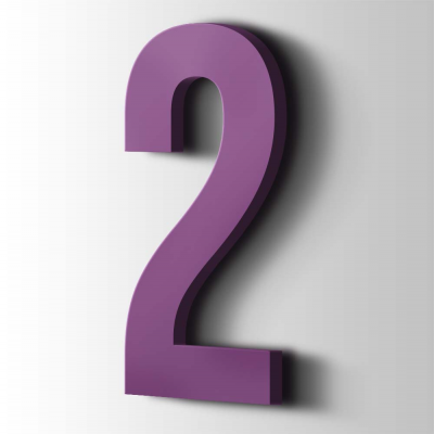 Kunststof Cijfer 2 Bebas Neue Acrylaat 4008 Signal Violet - 1