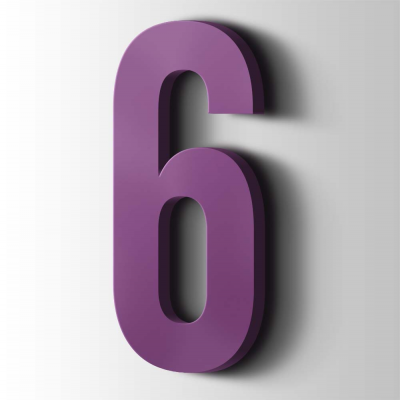 Kunststof Cijfer 6 Bebas Neue Acrylaat 4008 Signal Violet - 1