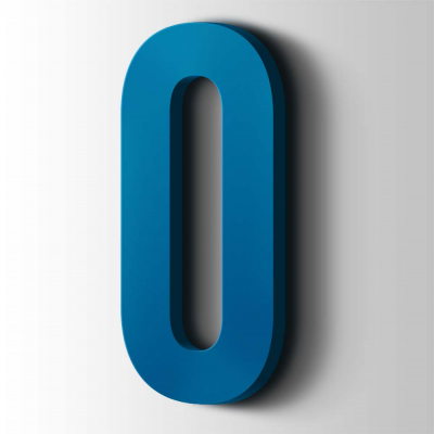 Kunststof Cijfer 0 Bebas Neue Acrylaat 5015 Sky Blue - 1
