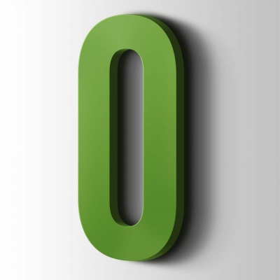 Kunststof Cijfer 0 Bebas Neue Acrylaat 6018 Yellow Green - 1