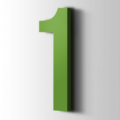 Kunststof Cijfer 1 Bebas Neue Acrylaat 6018 Yellow Green - 1