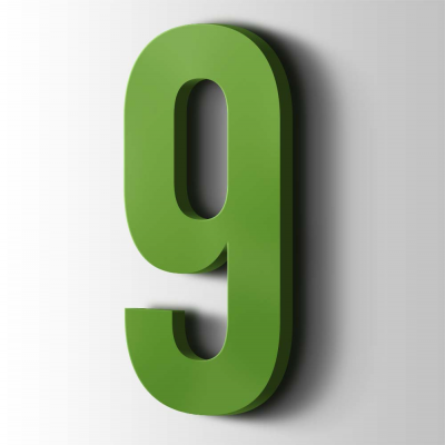Kunststof Cijfer 9 Bebas Neue Acrylaat 6018 Yellow Green - 1