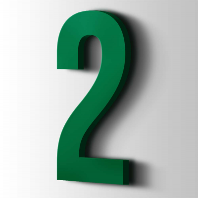 Kunststof Cijfer 2 Bebas Neue Acrylaat 6029 Mint Green - 1