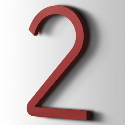 Kunststof Cijfer 2 Thesis Acrylaat 3001 Signal Red - 1