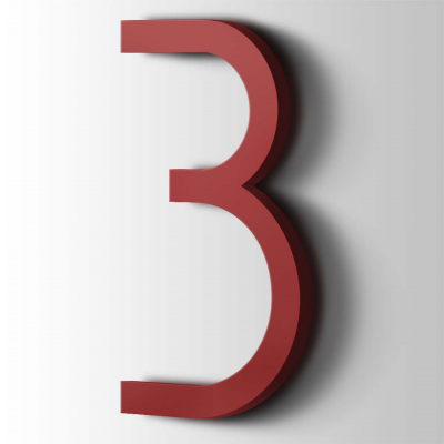 Kunststof Cijfer 3 Thesis Acrylaat 3001 Signal Red - 1