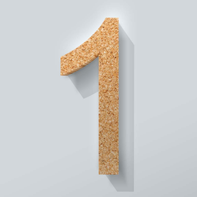 Kurken Cijfer 1 Arial - 1