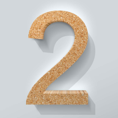 Kurken Cijfer 2 Arial - 1