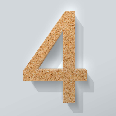 Kurken Cijfer 4 Arial - 1