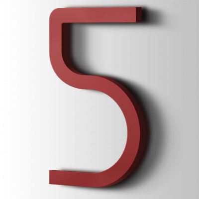 Kunststof Cijfer 5 Thesis Acrylaat 3001 Signal Red - 1