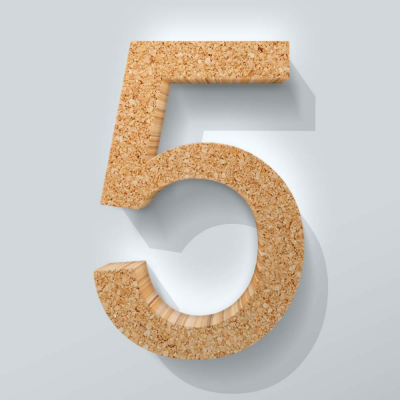 Kurken Cijfer 5 Arial - 1