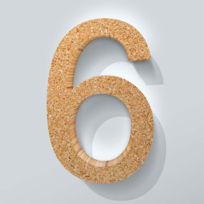 Kurken Cijfer 6 Arial - 1