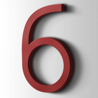Kunststof Cijfer 6 Thesis Acrylaat 3001 Signal Red - 1