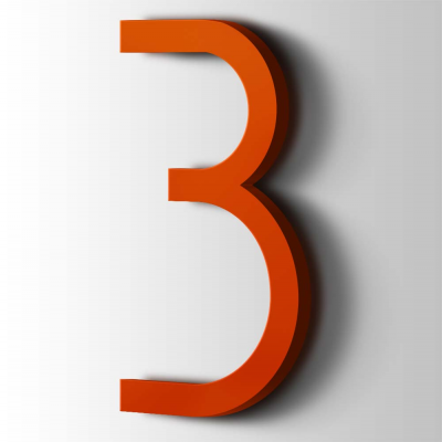 Kunststof Cijfer 3 Thesis Acrylaat 3020 Traffic Red - 1