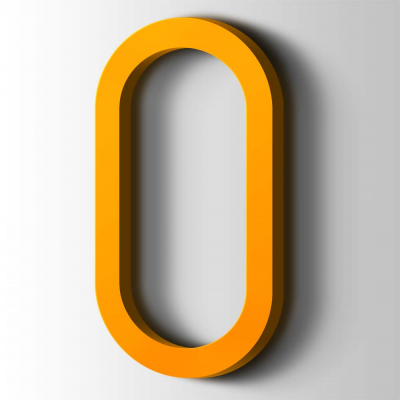 Kunststof Cijfer 0 Thesis Acrylaat 1003 Signal Yellow - 1