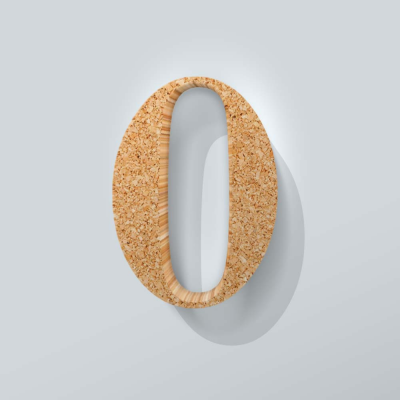 Kurken Cijfer 0 Bodoni - 1