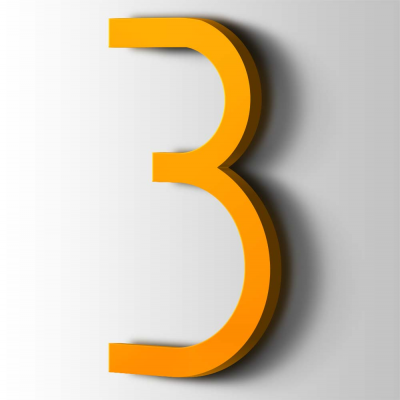 Kunststof Cijfer 3 Thesis Acrylaat 1003 Signal Yellow - 1