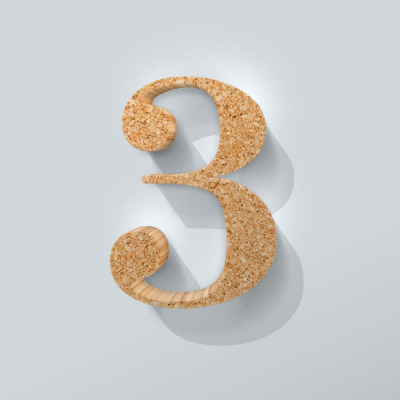 Kurken Cijfer 3 Bodoni - 1