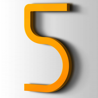 Kunststof Cijfer 5 Thesis Acrylaat 1003 Signal Yellow - 1