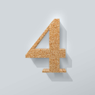 Kurken Cijfer 4 Bodoni - 1