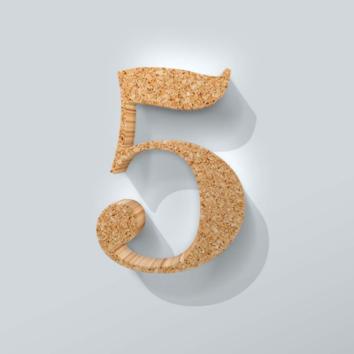 Kurken Cijfer 5 Bodoni - 1