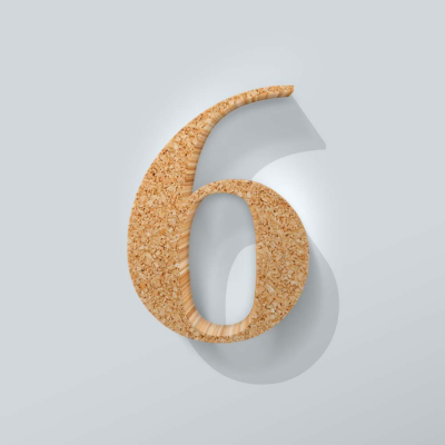 Kurken Cijfer 6 Bodoni - 1