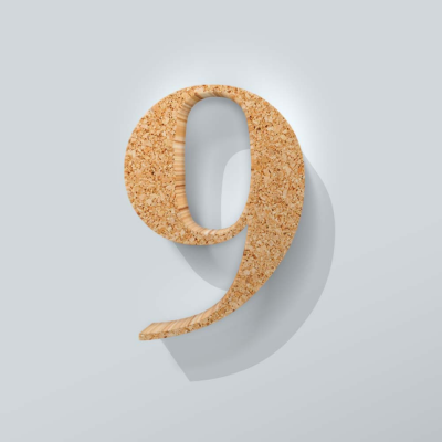 Kurken Cijfer 9 Bodoni - 1