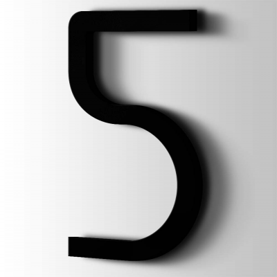 Kunststof Cijfer 5 Thesis Acrylaat 9005 Jet Black - 1