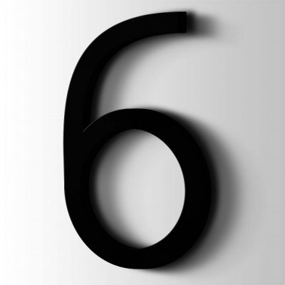 Kunststof Cijfer 6 Thesis Acrylaat 9005 Jet Black - 1
