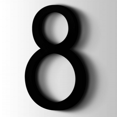 Kunststof Cijfer 8 Thesis Acrylaat 9005 Jet Black - 1