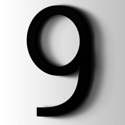 Kunststof Cijfer 9 Thesis Acrylaat 9005 Jet Black - 1