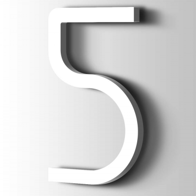 Kunststof Cijfer 5 Thesis Acrylaat 9016 Traffic white - 1