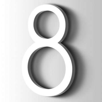 Kunststof Cijfer 8 Thesis Acrylaat 9016 Traffic white - 1