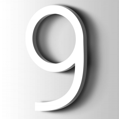 Kunststof Cijfer 9 Thesis Acrylaat 9016 Traffic white - 1