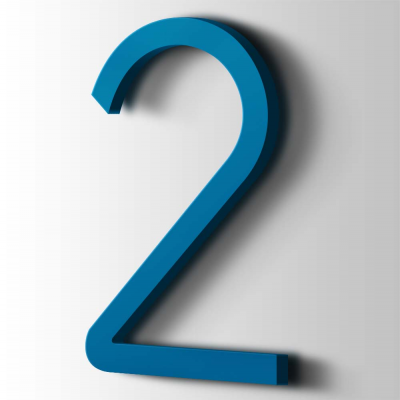 Kunststof Cijfer 2 Thesis Acrylaat 5015 Sky Blue - 1