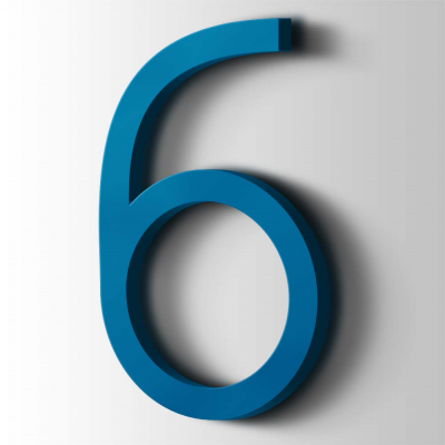 Kunststof Cijfer 6 Thesis Acrylaat 5015 Sky Blue - 1