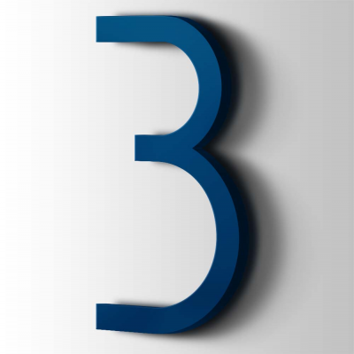 Kunststof Cijfer 3 Thesis Acrylaat 5002 Ultramarine Blue - 1