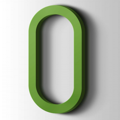 Kunststof Cijfer 0 Thesis Acrylaat 6018 Yellow Green - 1