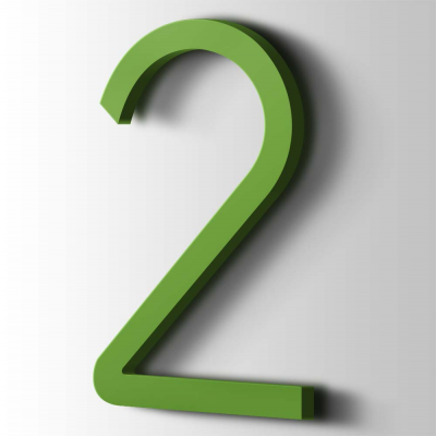 Kunststof Cijfer 2 Thesis Acrylaat 6018 Yellow Green - 1