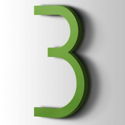 Kunststof Cijfer 3 Thesis Acrylaat 6018 Yellow Green - 1